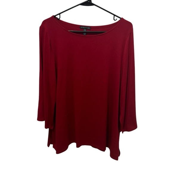 Eileen Fisher Red Classic Blouse Size Large - Picture 1 of 4